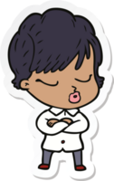 sticker of a cartoon woman with eyes shut png