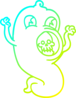 cold gradient line drawing of a cartoon ghost png