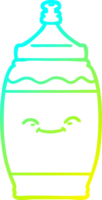 cold gradient line drawing of a cartoon happy water bottle png