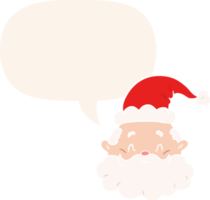 cartoon santa claus face with speech bubble in retro style png