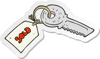 sticker of a cartoon key with sold tag png