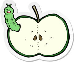 sticker of a cartoon bug eating apple png