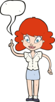 cartoon happy woman with idea with speech bubble png