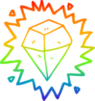 rainbow gradient line drawing of a cartoon shining crystal png