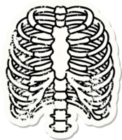 distressed sticker tattoo in traditional style of a rib cage png