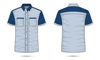 Two-color office shirt mockup front and back view vector