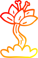 warm Gradient Linie Zeichnung von ein Karikatur Lilly Blume png