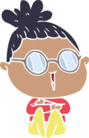 flat color style cartoon woman wearing spectacles png