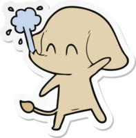 sticker of a cute cartoon elephant spouting water png