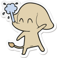 sticker van een schattige cartoonolifant die water spuit png