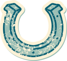 iconic distressed sticker tattoo style image of a horse shoe png