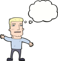 cartoon waving stressed man with thought bubble png