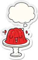 cartoon jelly with thought bubble as a printed sticker png