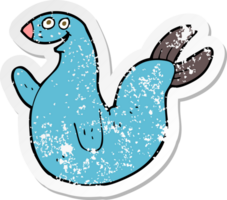 retro distressed sticker of a cartoon happy seal png