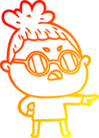 warm gradient line drawing of a cartoon annoyed woman png