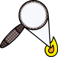 comic book style cartoon of a magnifying glass png