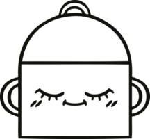 line drawing cartoon of a cooking pot png