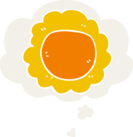 dessin animé fleur avec pensée bulle dans rétro style png
