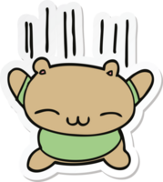 pegatina de un oso saltando de dibujos animados png