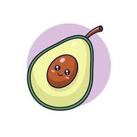 Cute Kawaii Avocado character. Cartoon icon illustration. Avocado character in doodle style. Isolated on white background. vector