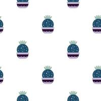 Cute cacti in boho style. Cactus seamless pattern. Trendy boho texture. Cacti fabric print design. Succulent textile. Flat design, cartoon style, white background vector