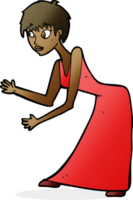 mujer de dibujos animados en vestido gesticulando png