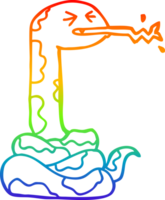 rainbow gradient line drawing of a cartoon hissing snake png