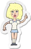 sticker of a cartoon tough woman with idea png