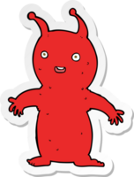 pegatina de un pequeño alienígena feliz de dibujos animados png