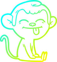 cold gradient line drawing of a funny cartoon monkey sitting png