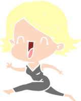 flat color style cartoon happy woman png