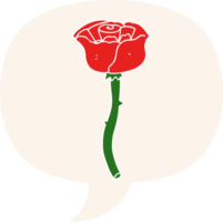 cartoon flower with speech bubble in retro style png