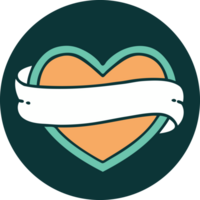 iconic tattoo style image of a heart and banner png