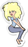 sticker van een tekenfilmvrouw met groot haar png