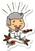 sticker of a tattoo style man serving wine png