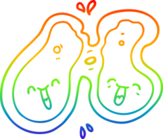 rainbow gradient line drawing of a cartoon cell dividing png