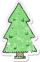 autocollant en détresse d'un arbre de noël de dessin animé png