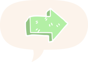 cartoon pointing arrow with speech bubble in retro style png