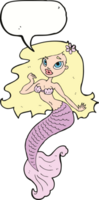 cartoon pretty mermaid with speech bubble png