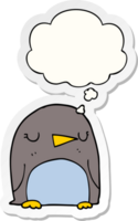 cartoon penguin with thought bubble as a printed sticker png