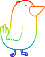 rainbow gradient line drawing of a cartoon bird png