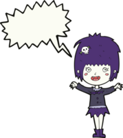 cartoon happy vampire girl with speech bubble png