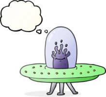 hand drawn thought bubble cartoon flying saucer png