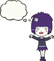 cartoon happy vampire girl with thought bubble png