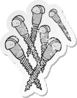 retro bedrövad klistermärke av en tecknad serie skruvar png