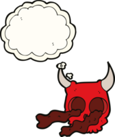 cartoon halloween skull with thought bubble png