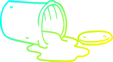 cold gradient line drawing of a cartoon spilt paint png