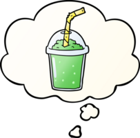 dessin animé glacé smoothie avec pensée bulle dans lisse pente style png