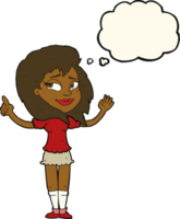 cartoon woman with idea with thought bubble png