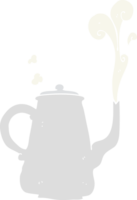 flat color illustration of steaming coffee pot png